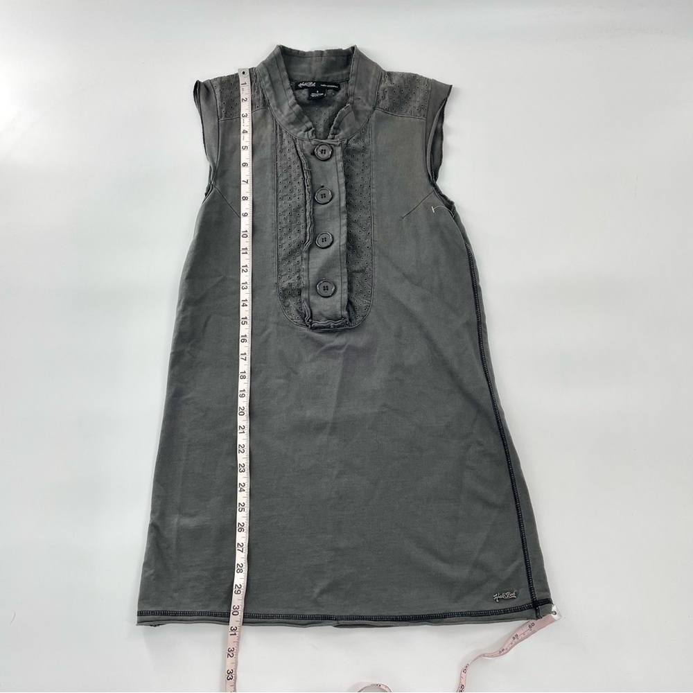 Hale Bob Grey Cotton Sleeveless Eyelet Trim Boho Minimalist mini dress NWOT - Picture 9 of 11